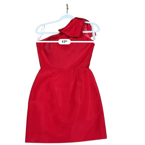 Alexia María Red Blair One Shoulder Silk Faille Mini Cocktail Dress Size 2 - Picture 5 of 7